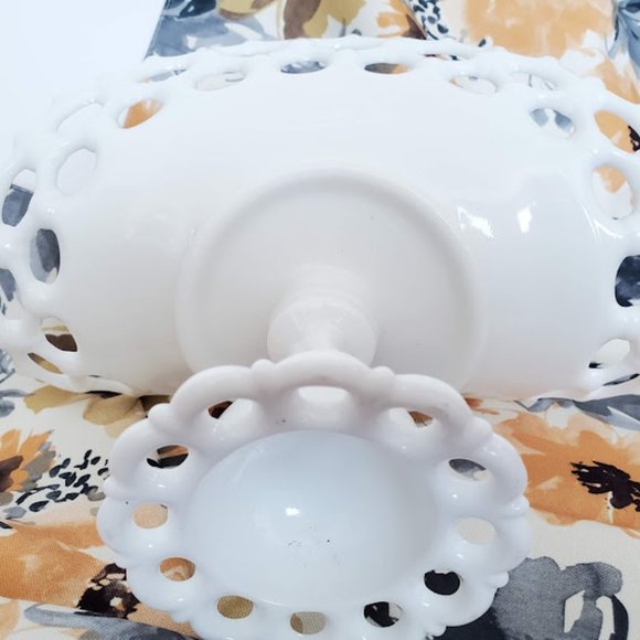 Westmoreland Vintage Milk Glass Pedestal Bowl/Basket - Picture 5 of 9